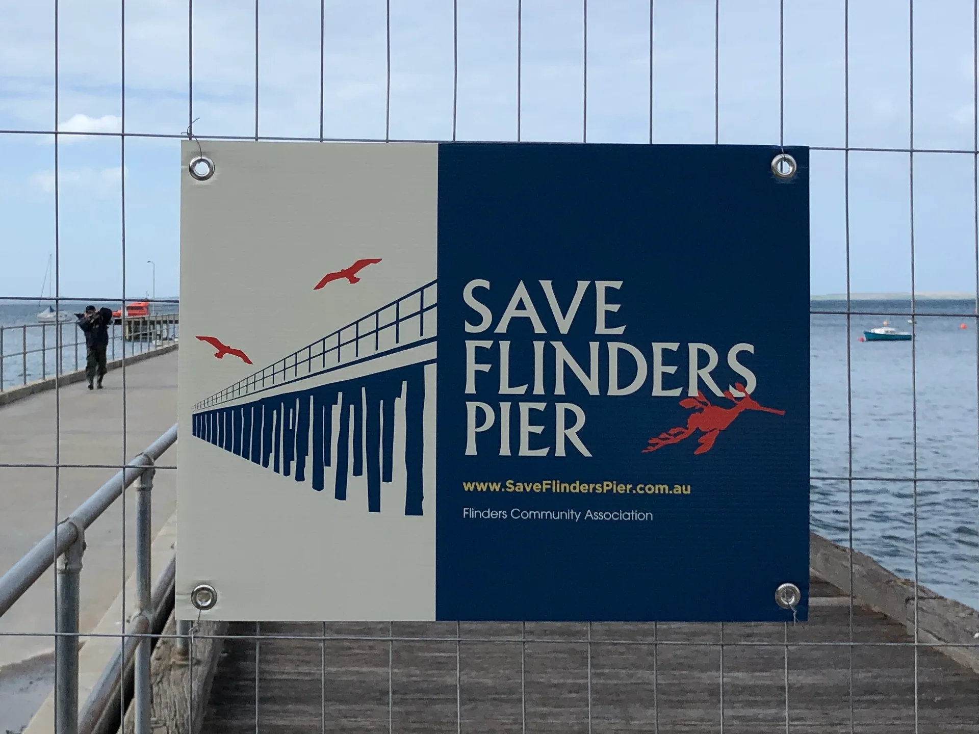 Save Flinders Pier sign at Flinders, Mornington Peninsula